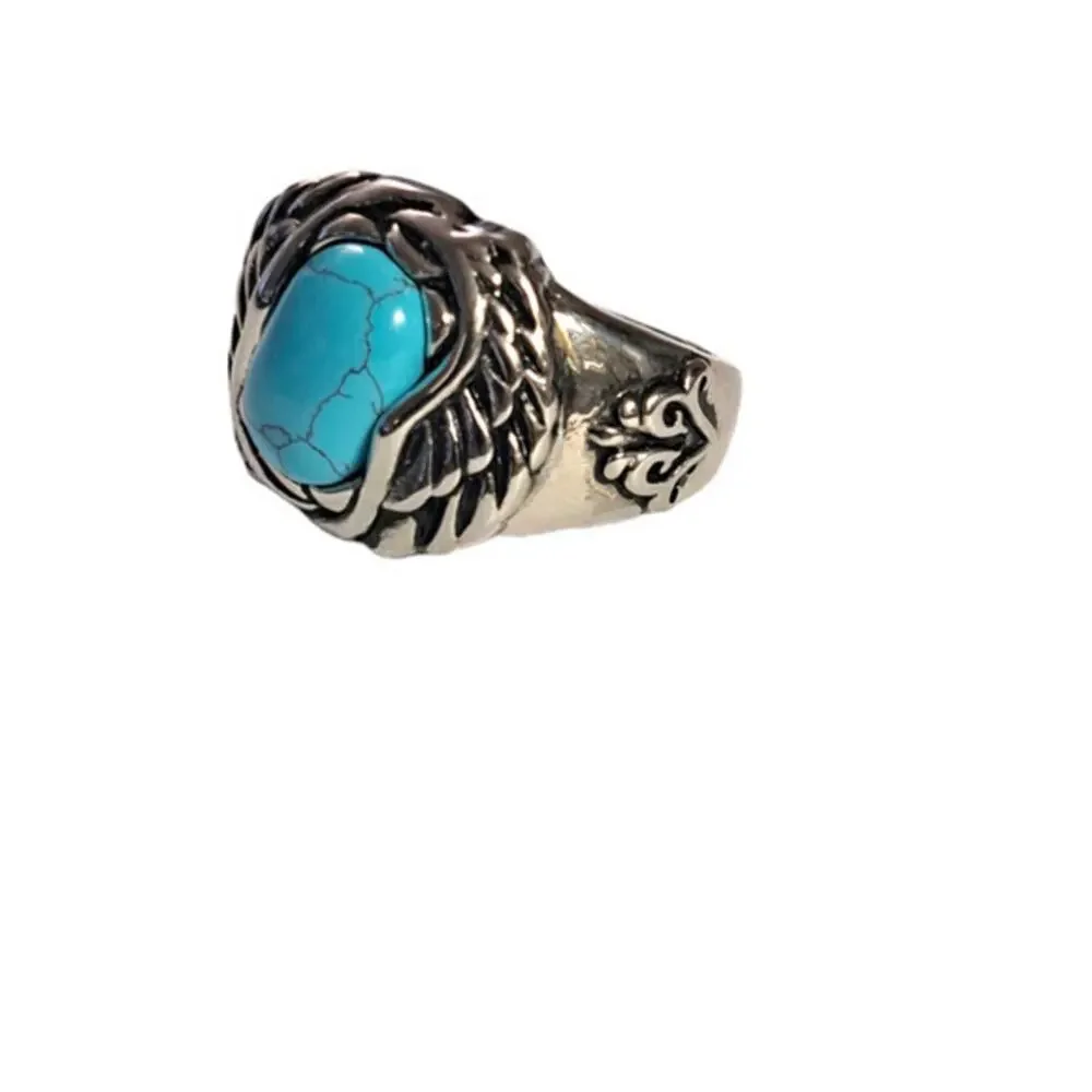 New‎ stainless steel ring with turquoise size 18